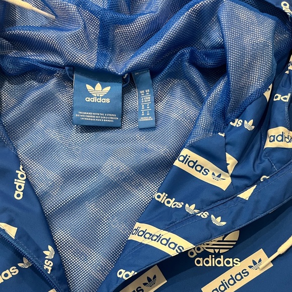 Adidas Windbreaker Blue & White w adjustable bottom - Picture 2 of 3